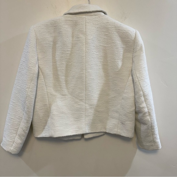 ZARA gold Button white Tweed Blazer Jacket Large - Picture 6 of 9